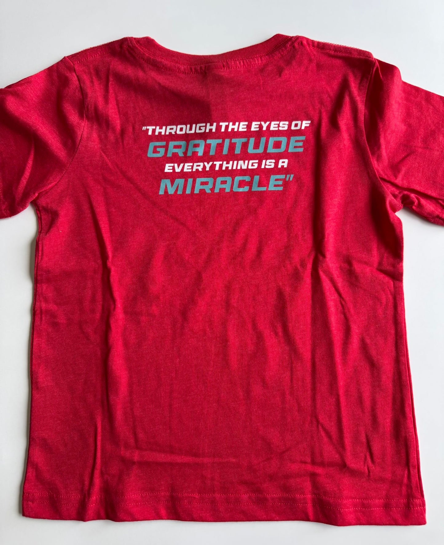 Limited First Edition - "GRATITUDE SEES MIRACLE – Youth Tee Edition -Gratitude Collection - Red Cardenal Jersey