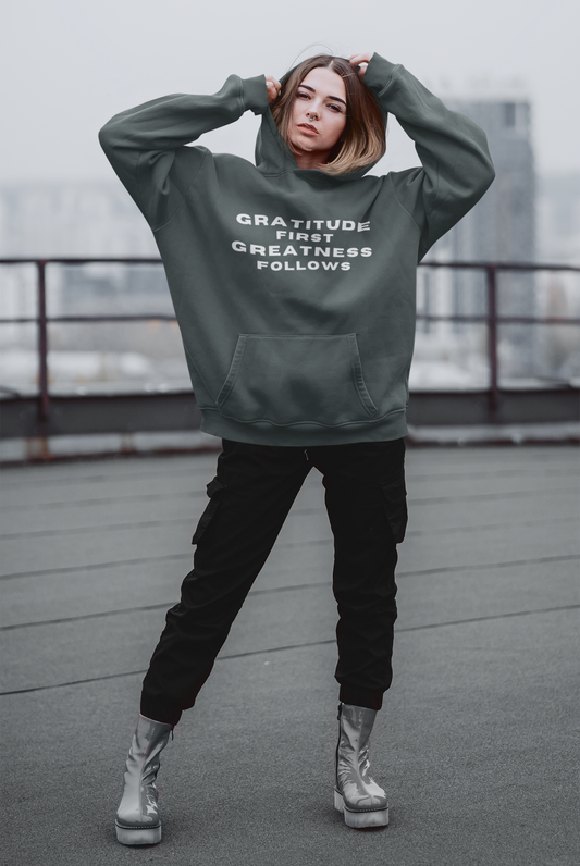 Gratitude First. Greatness Follows. – Urban Garment-Dyed Oversized Hoodie