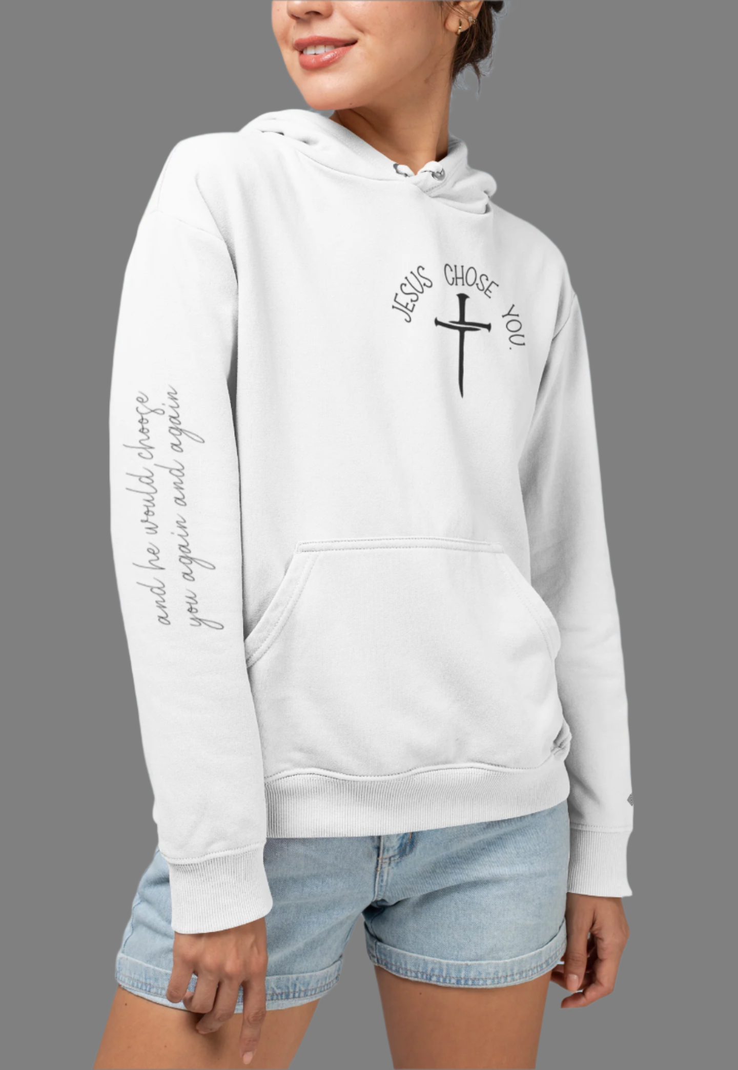 “Jesus Chose You” – Women’s Midweight Hoodie | Faith Collection