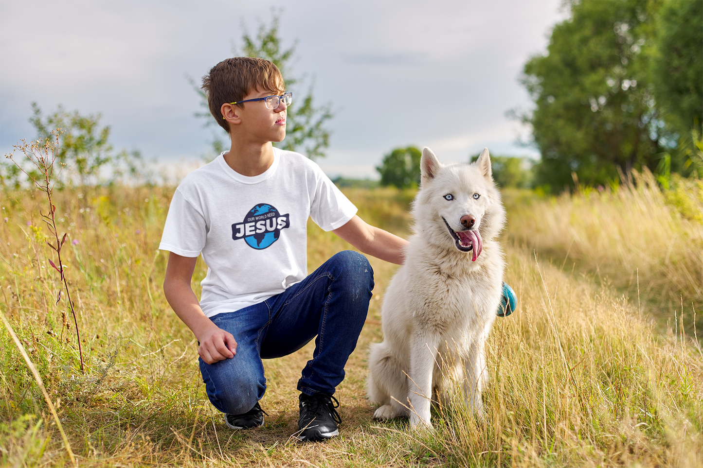 “Our World Needs Jesus” – Kids Faith Tee | Faith Collection