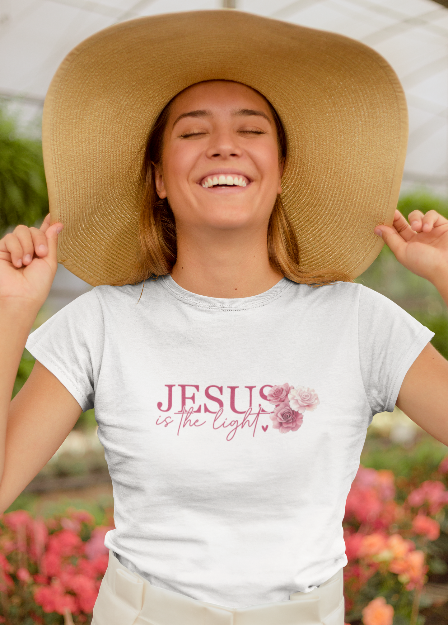 “Jesus is the Light” – Women’s Tee | Faith Collection (Flower Series)