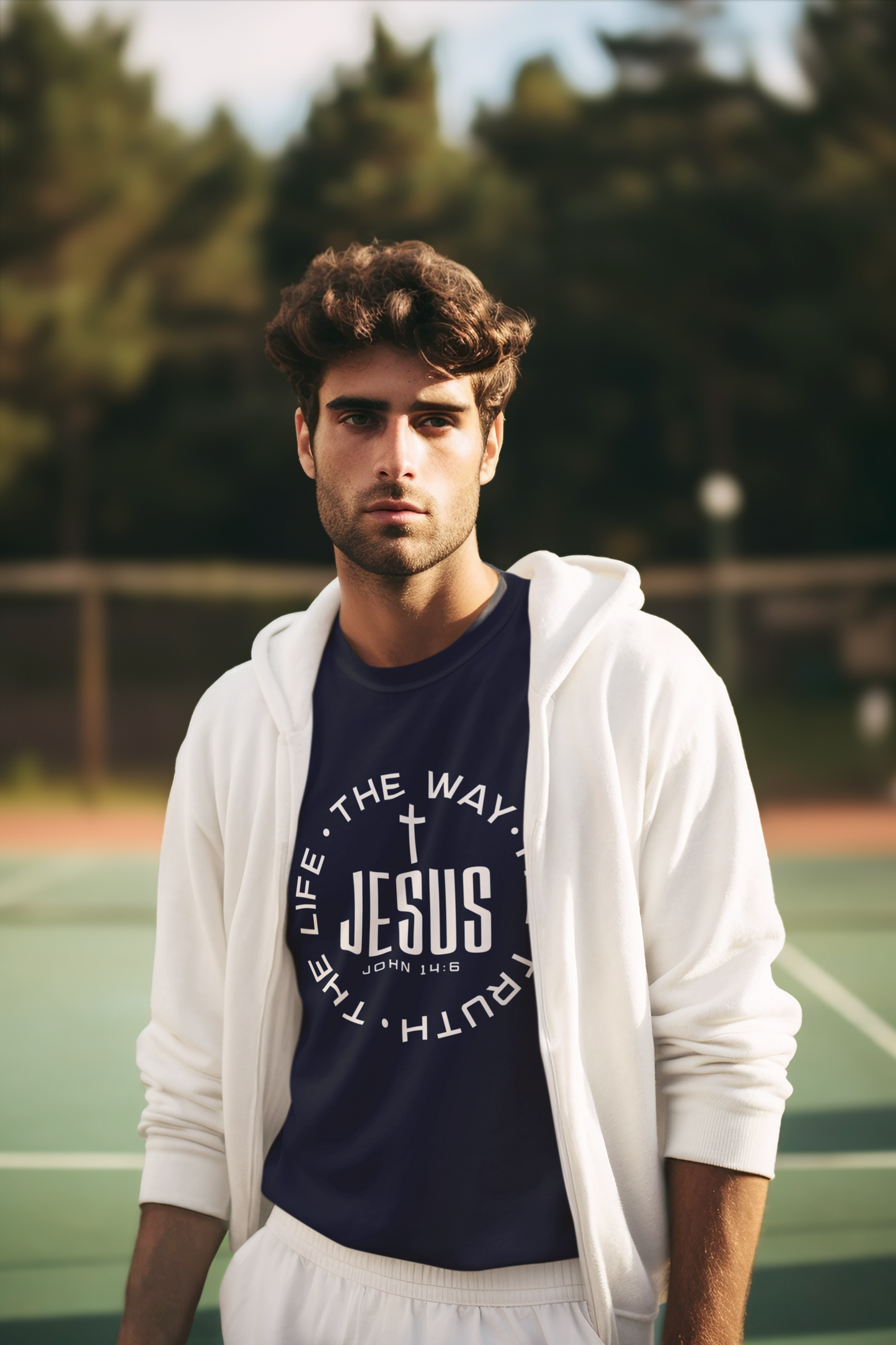 “Jesus – The Way, The Truth, The Life (John 14:6)” – Men’s Christian Tee | Faith Collection