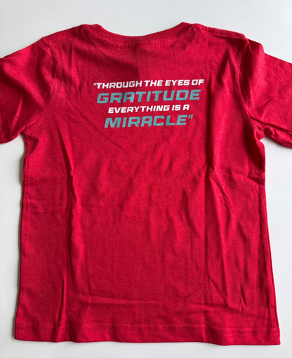 Limited First Edition - "GRATITUDE SEES MIRACLE – Youth Tee Edition -Gratitude Collection - Red Cardenal Jersey