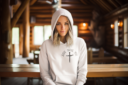 “Jesus Chose You” – Women’s Midweight Hoodie | Faith Collection