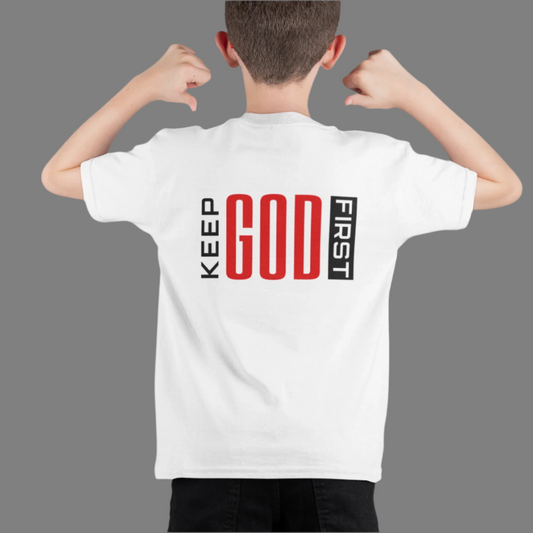 “Keep God First” – Youth Christian Tee | Faith Collection